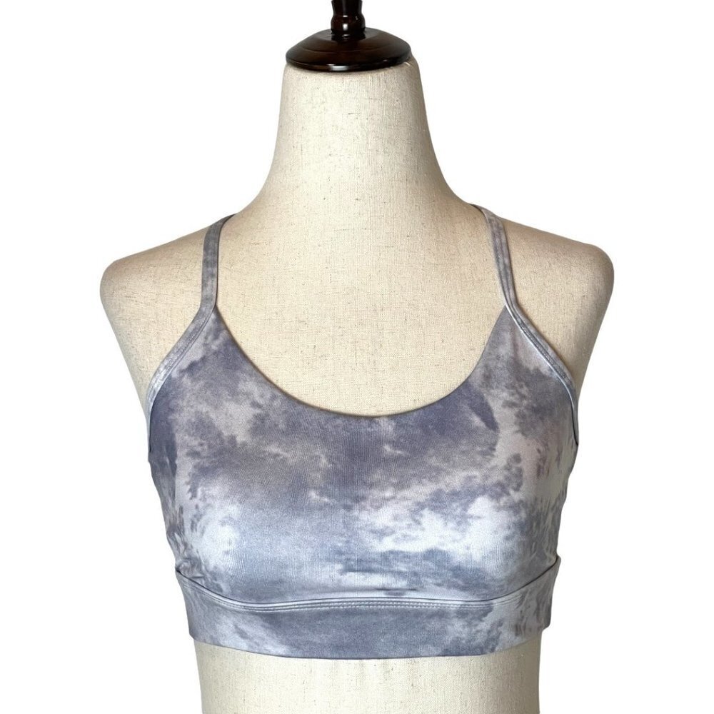 Pretty Little Thing Gray‎ And White Scoop Neck Racerback Sports Bra Size 2